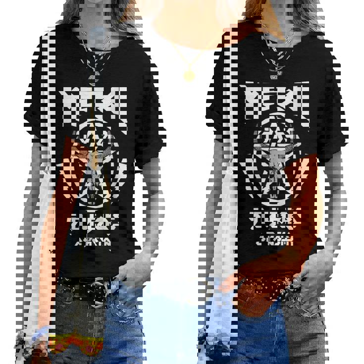 50 Cumpleaños Hombre Heavy Metal Rock Música Pentagrama Cuello Camiseta de mujer