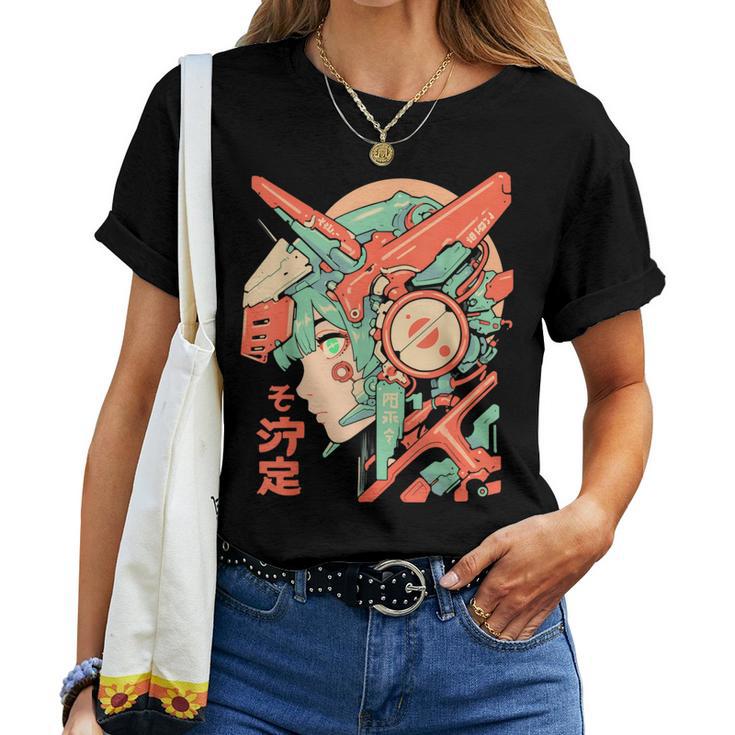 Anime Manga Cyberpunk Aesthetic Techwear Harajuku Mecha Girl T-shirt Frauen