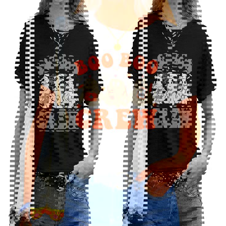 Boo Boo Crew Nurse Ghost Scrub Top Nursing Halloween Costume Women T-shirt