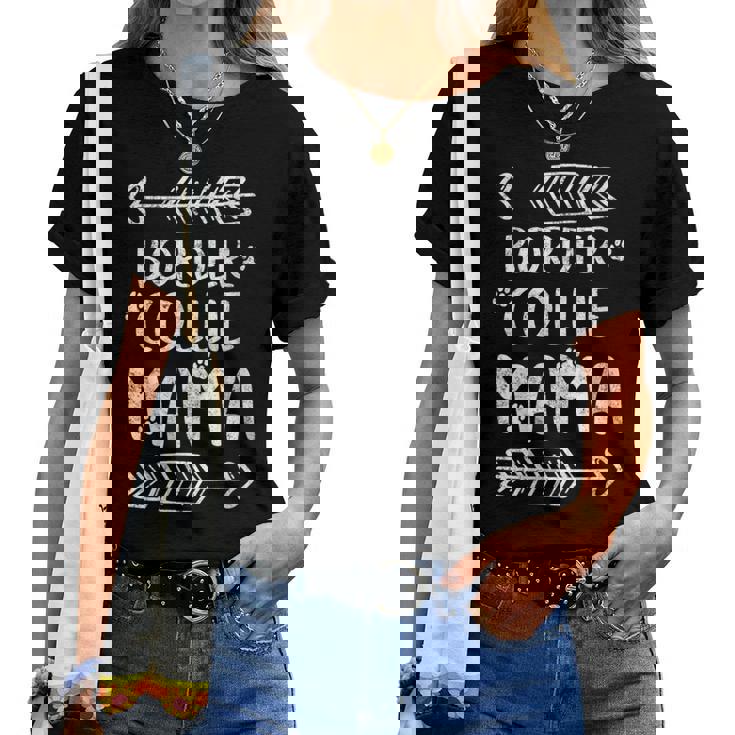 Border Collie Mama Border Collie Mom Dog Mom Cuello Camiseta de mujer