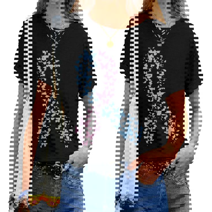 Butterfly Ribbon Pregnancy And Infant Loss Awareness Month Women T-shirt