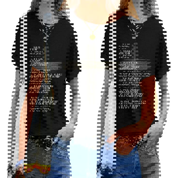 Women Christian T Shirt God's Help Prayer Away