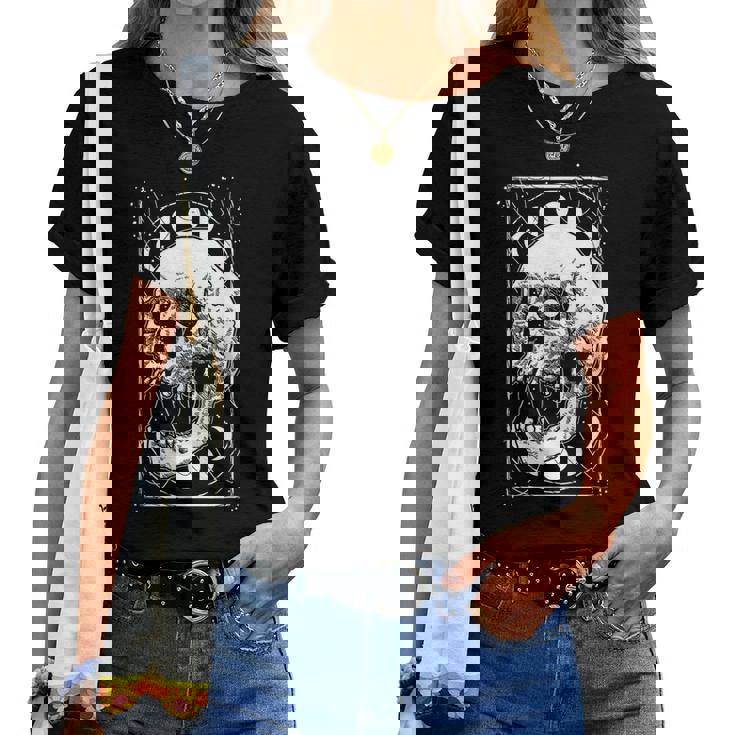 Cranio Fasi Lunari Moda Gotica Gotico Occulto Donne Gotiche Maglietta da donna