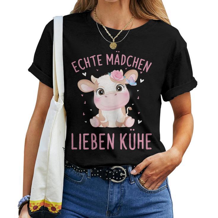 Echte Mädchen Lieben Kühe Cow T-shirt Frauen