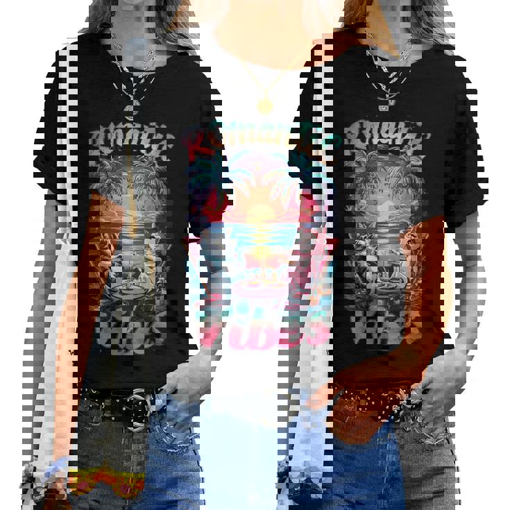 Cat Couple Summer Vibes Retro Cool Cat Romantic Vibes Women T-shirt