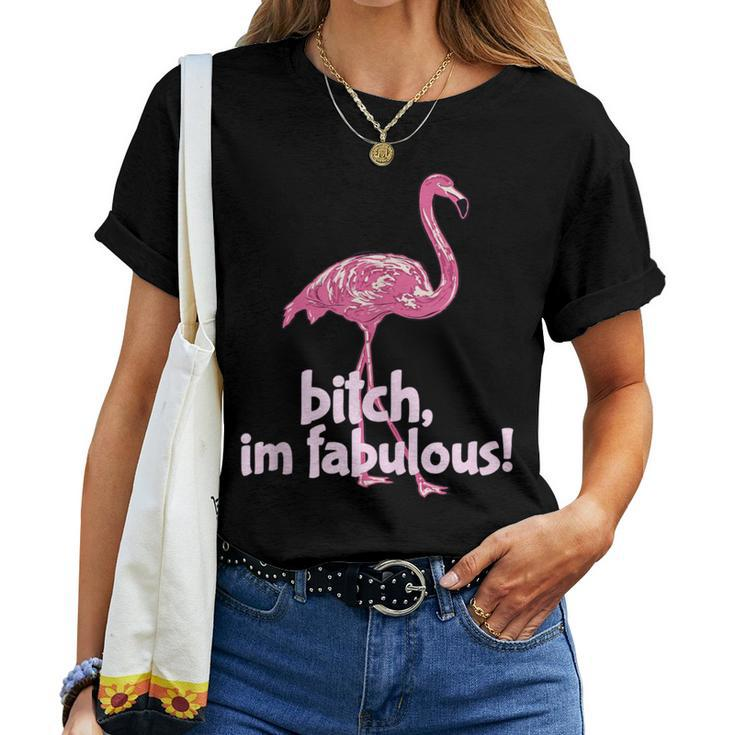 Summer Vibes I'm Fabulous Pink Flamingo Women T-shirt