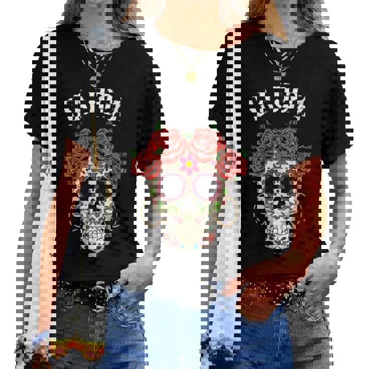 La Jefa Sugar Skullêtements Mexicain Dia De Los Muertos Dead T-shirt femme