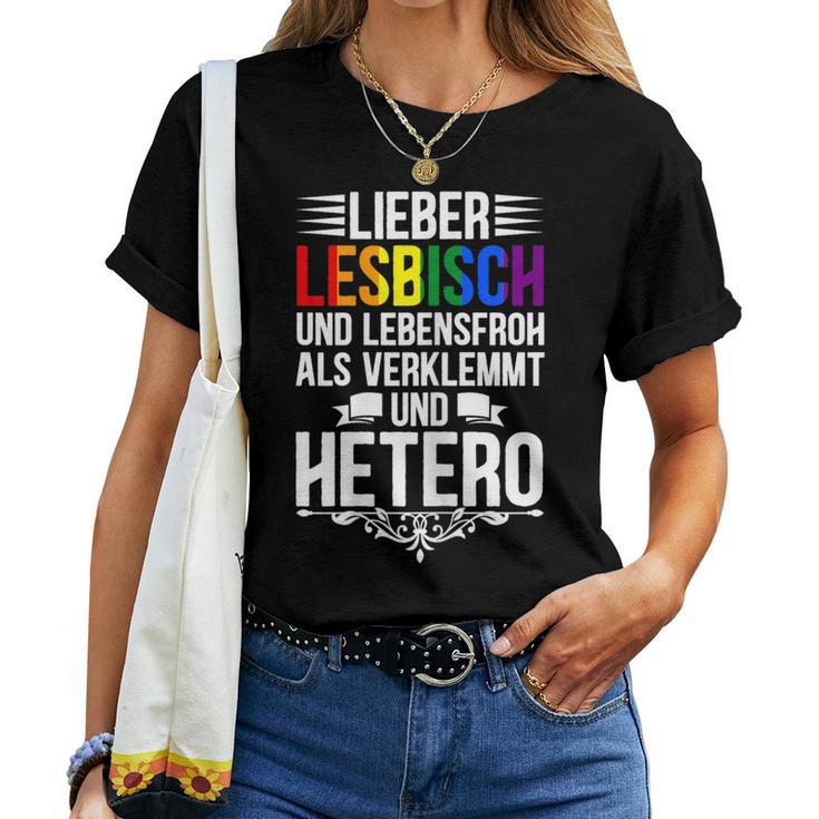 Lieber Lesbian Und Lebensfroh Lesbian Lgbtq Pride Women's T-shirt Frauen