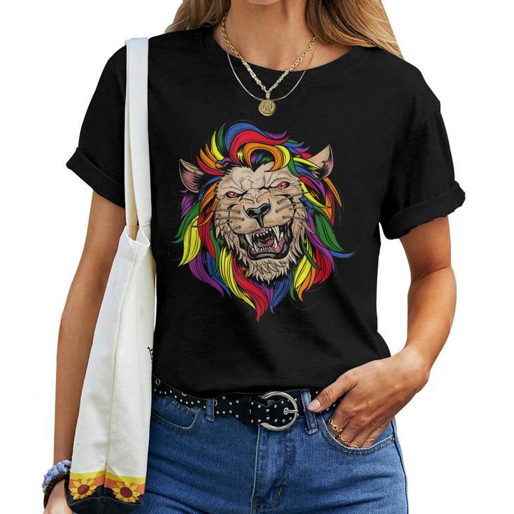 Mb35 Gay Pride Lion Lgbt Rainbow Pride Month Parade Women T-shirt