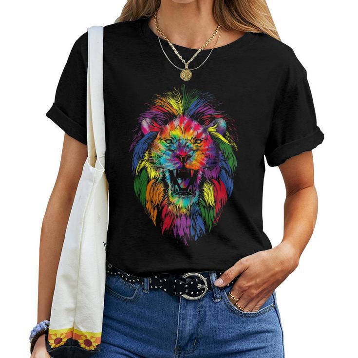 Mb35 Gay Pride Lion Lgbt Rainbow Tie Dye Pride Month Parade Women T-shirt