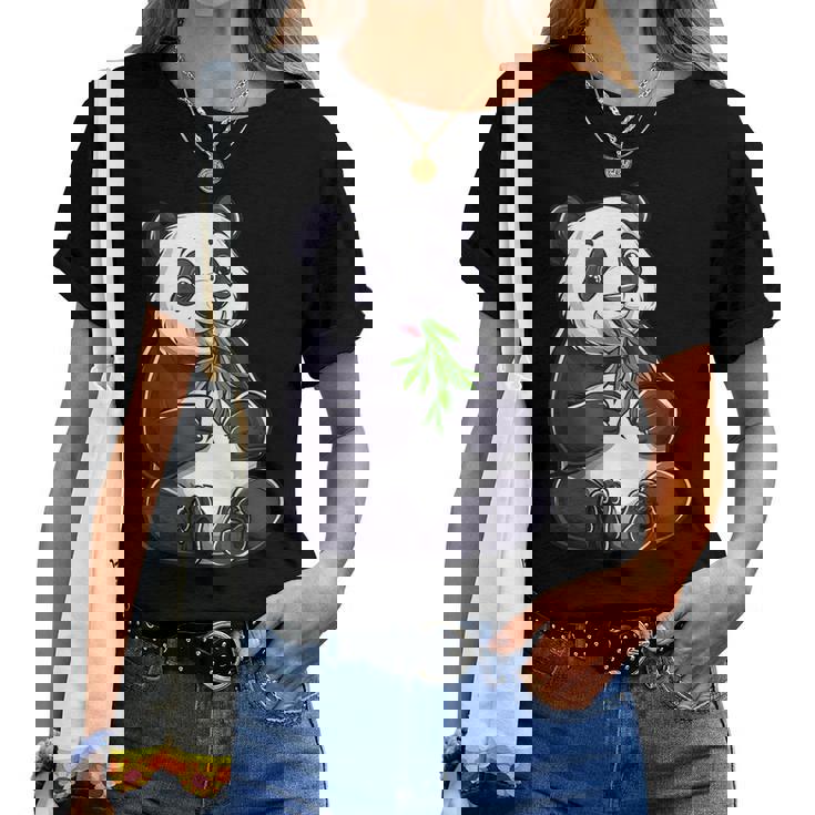 Oso Panda Con Bambú Oso Panda Niños Camiseta de mujer