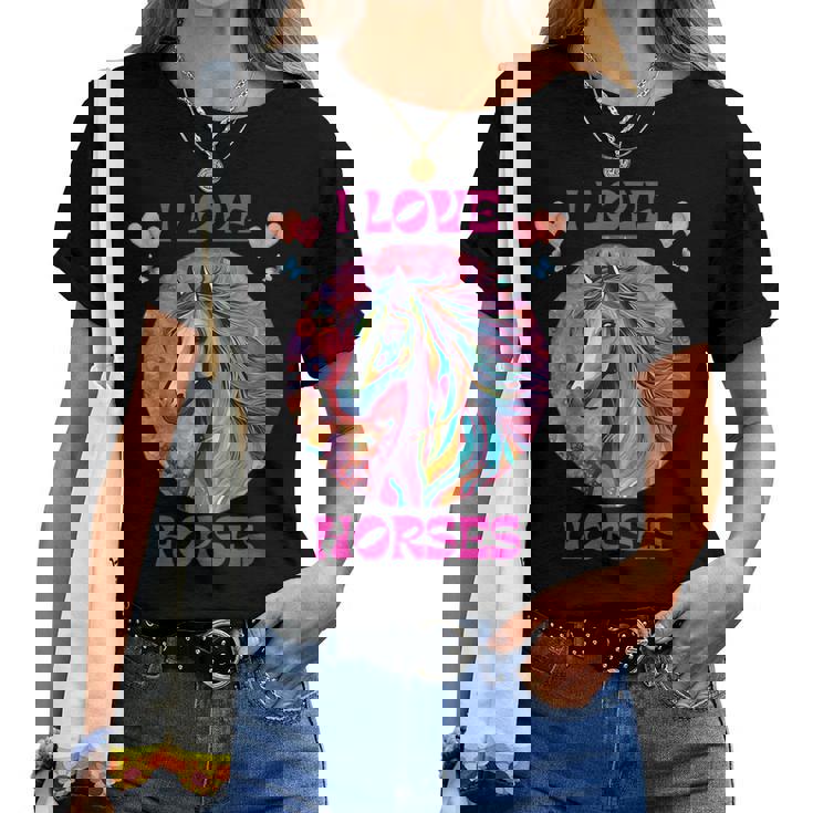 Presente De Caballo Colorido I Love Horses Camiseta de mujer