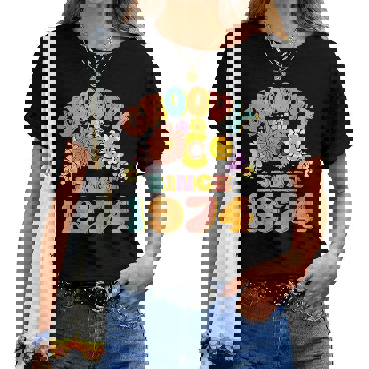 Retro Groovy Since 1974 Birthday 50 Years Old 50Th Birthday Women T-shirt