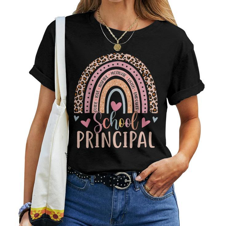School Principal Rainbow Leopard School Principal Women T-shirt