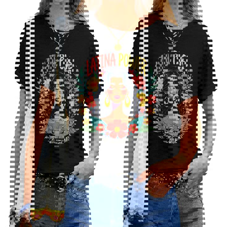 Vintage Latina Power Retro Flowers Hispanic Heritage Month Women T-shirt
