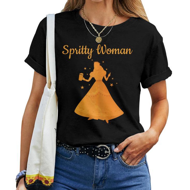 Women's Spritty Woman Beer Alcohol Saufen Trinkerin Malle Jga Saying T-shirt Frauen