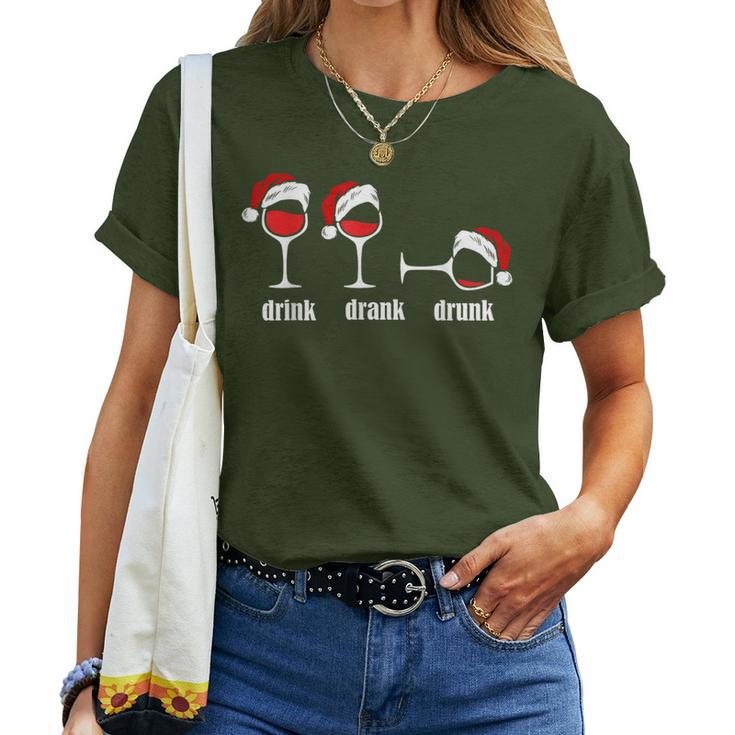 Drink Drank Drunk Wine Glasses Wine Lover Christmas T-shirt Frauen