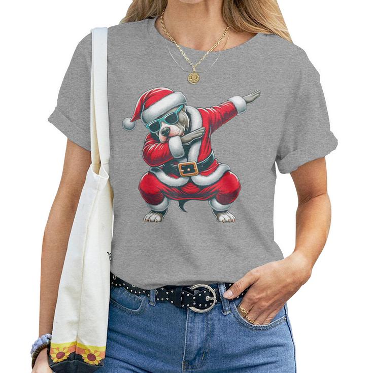 Dabbing Pit Bull Dog Merry Christmas Party Ragazzi Ragazze Bambini Maglietta da donna