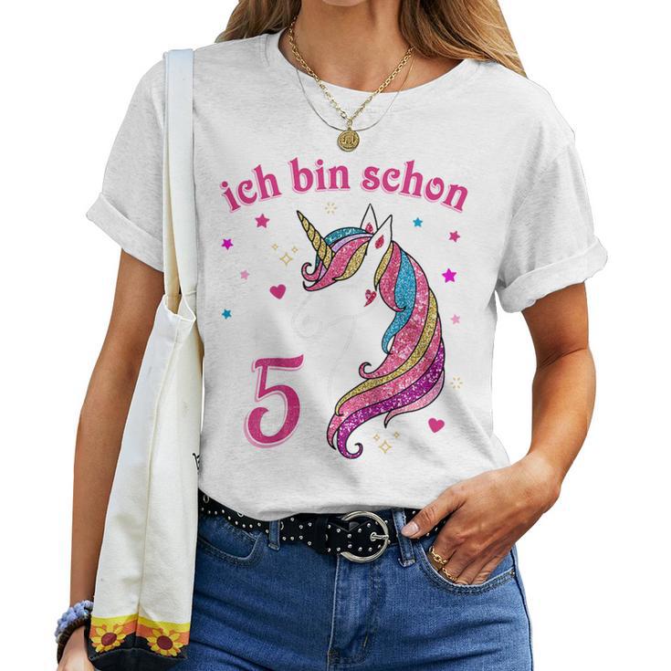 Children's 5Th Birthday Girls' Ich Bin Schon 5 Jahre Alt Einhorn T-shirt Frauen