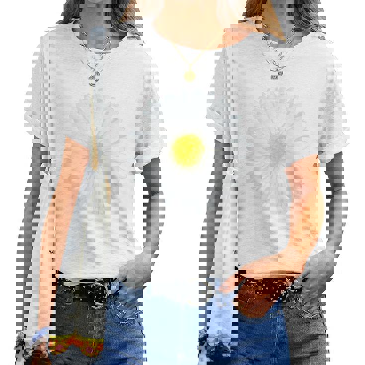 Fiore Margherita Bianca Moda Chic Casual Elegante Per Donne Maglia Con Maniche Raglan Maglietta da donna