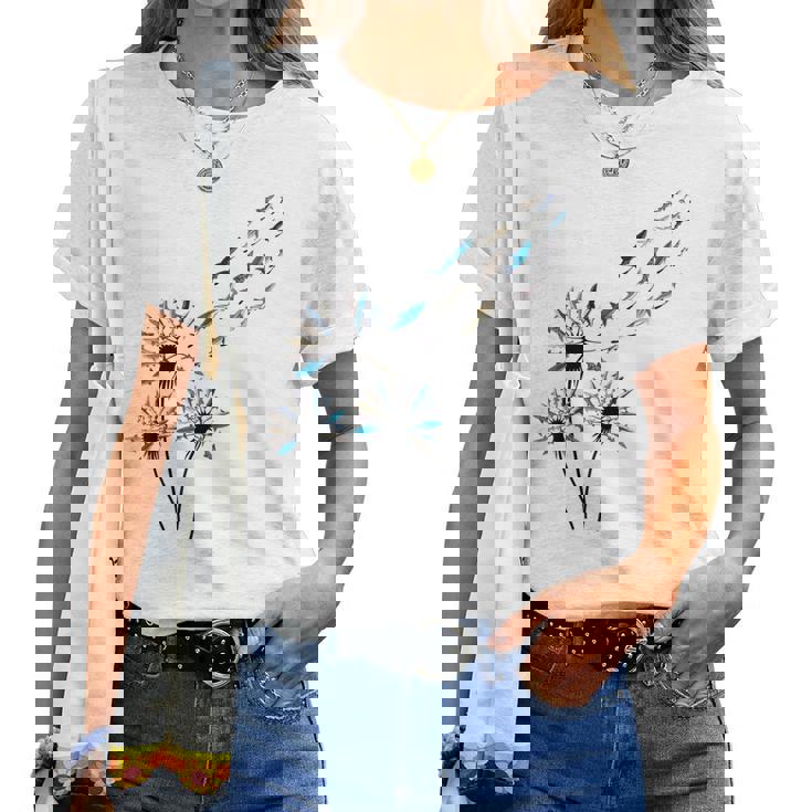 Flower Dandelion Sharks For Shark Lover Shark Women T-shirt