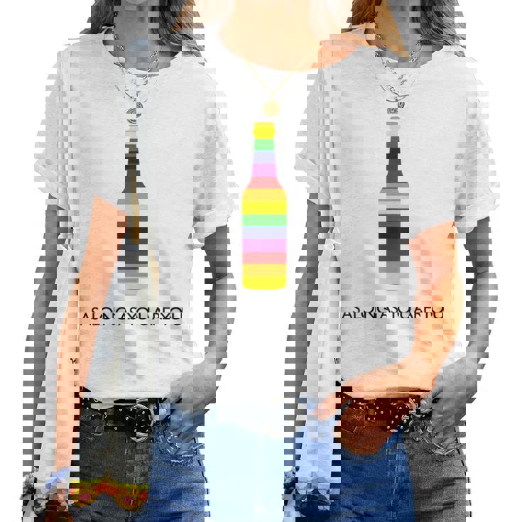 Fun Rainbow Beer Bottle Gay Lesbian Trans Pride Lgbt Women T-shirt
