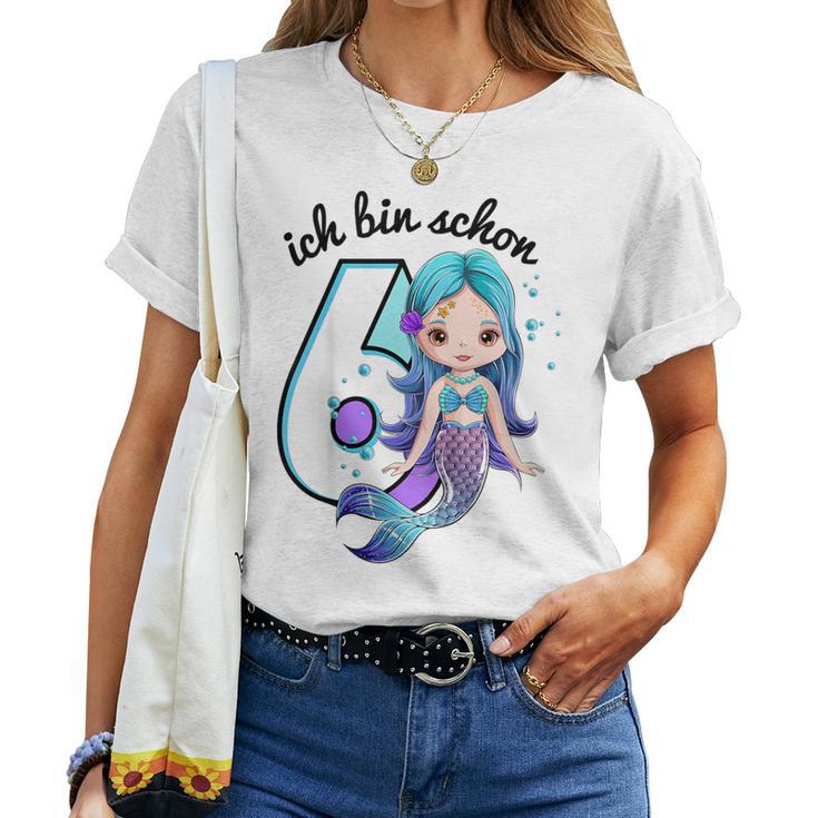 Girls' Mermaid Ich Bin Schon 6 Geburtstag T-shirt Frauen