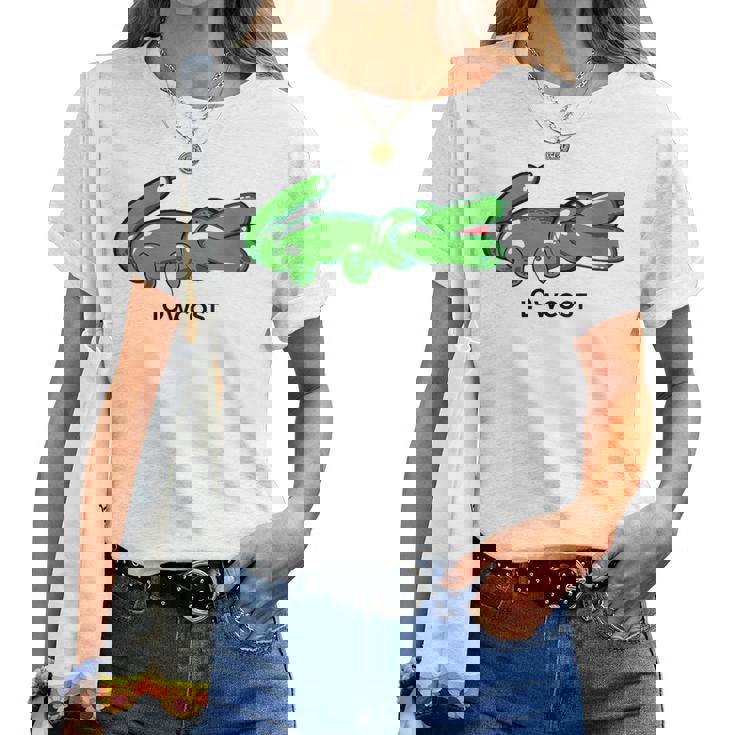 Globo De Cocodrilo Low Cost Divertido Sarcasmo De Marca Sarcástico Cuello Camiseta de mujer