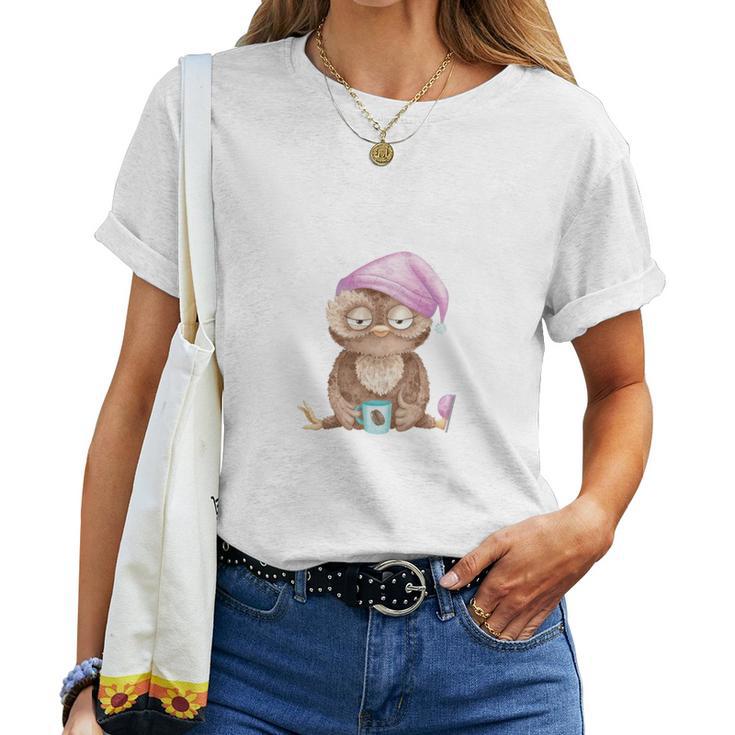 Ich Darf So Aussehen Ich Hatte Nachtschicht Coffee Owl Long-Sleeved T-shirt Frauen