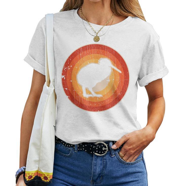 Kiwi Retrointage 60S 70S Sunset Bird Lovers Women's Blue T-shirt Frauen