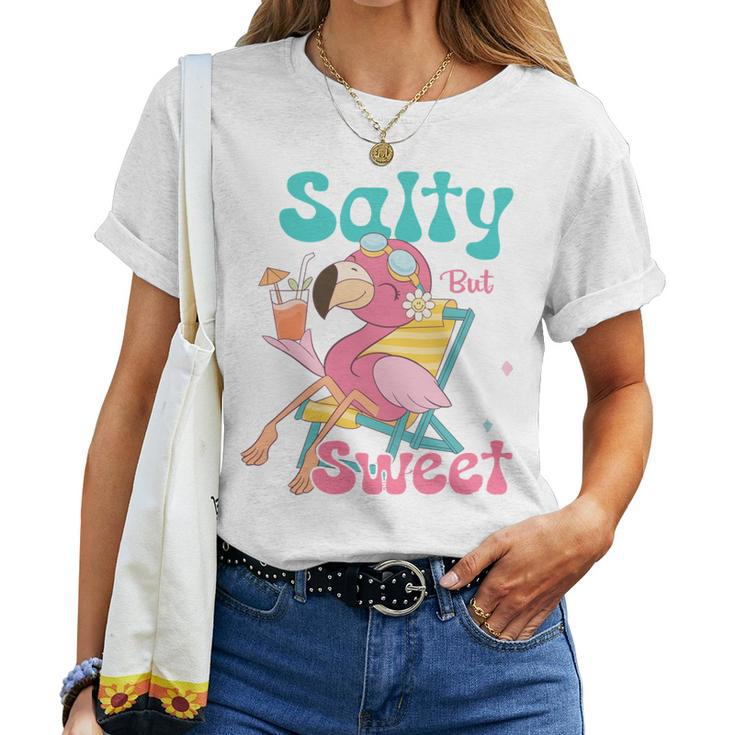 Salty But Sweet Summer Beach Flamingo Summer Vibes Women T-shirt