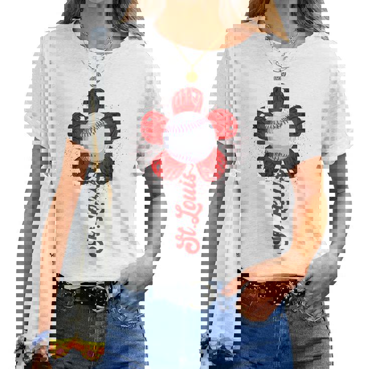 St Louis Retro Baseball Flower Lover Met At Game Day Boys Women T-shirt
