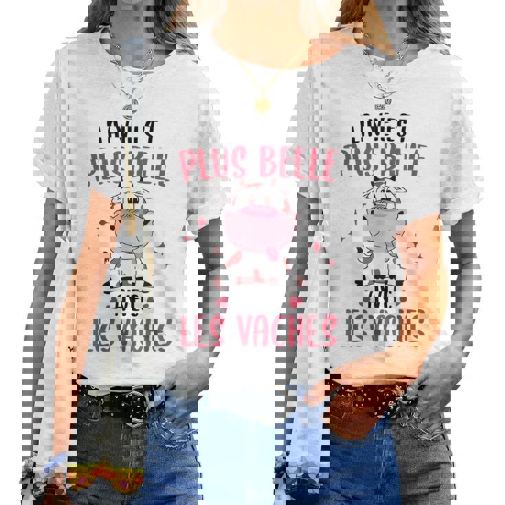 Vache Humour Fille Enfantie Avecaches T-shirt femme