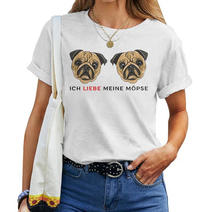 Women's Ich Liebe Meine Pugs T-shirt Frauen