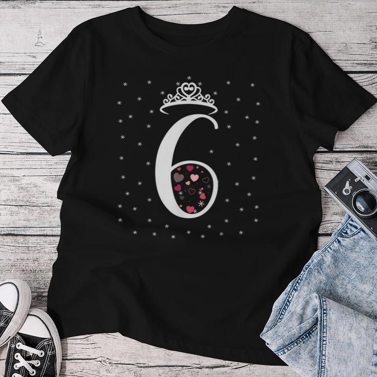 6 Herzen Krone 6 Jahre Alt Happy 6Th Birthday Mädchen Frauen T-shirt Frauen Lustige Geschenke