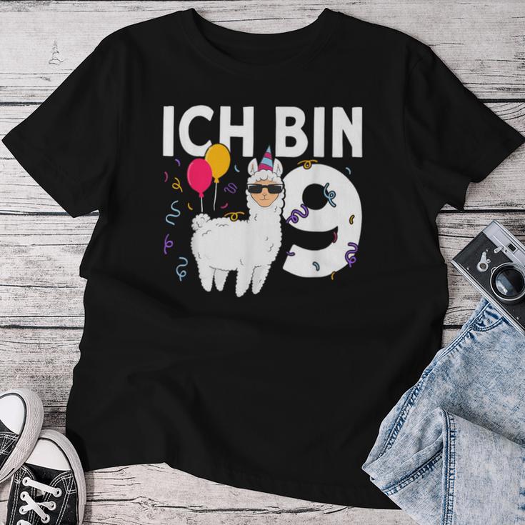 Alpaca Ich Bin Schon 9 Geburtstag Llama T-shirt Frauen Lustige Geschenke