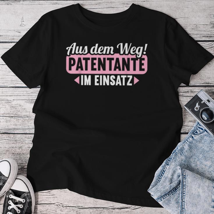 Aus Dem Weg Patentante Im Einatz Patenkind Baby Godmother S T-shirt Frauen Lustige Geschenke