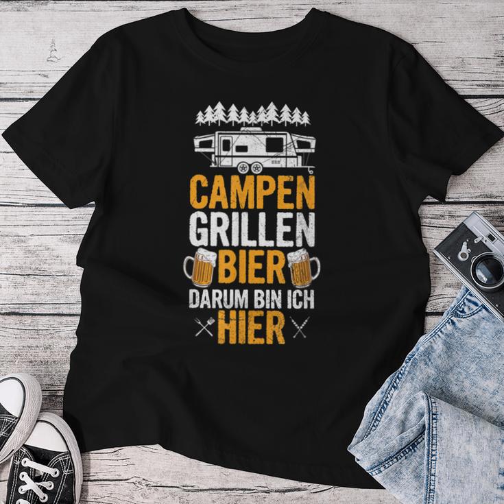 Camping Barbecue Beer Darum Bin Ich Hier Camping S T-shirt Frauen Lustige Geschenke