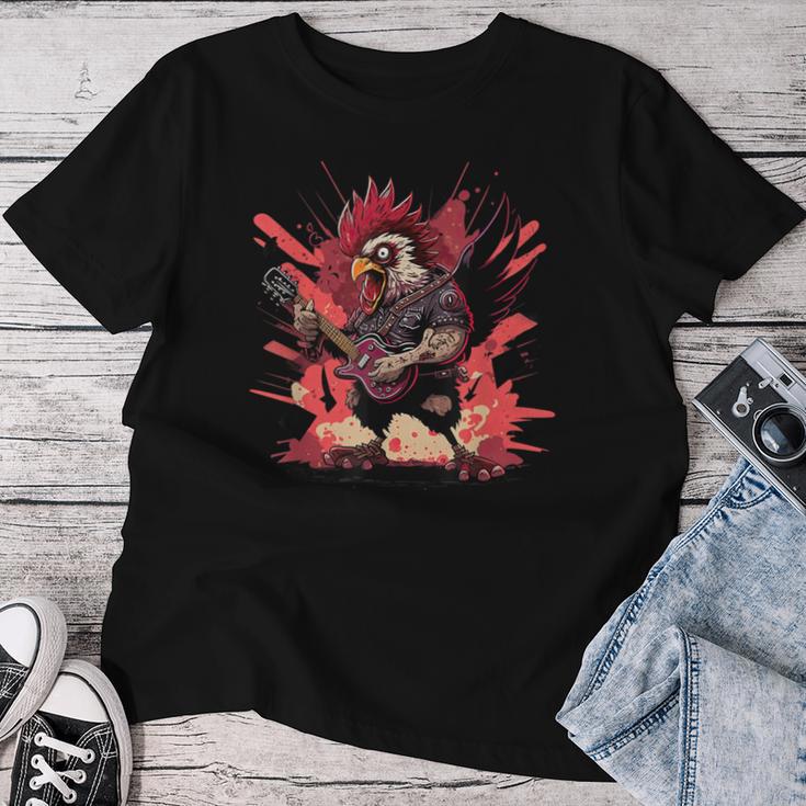 Chicken Cool Rock And Roll Rocker Punk Guitar T-shirt Frauen Lustige Geschenke