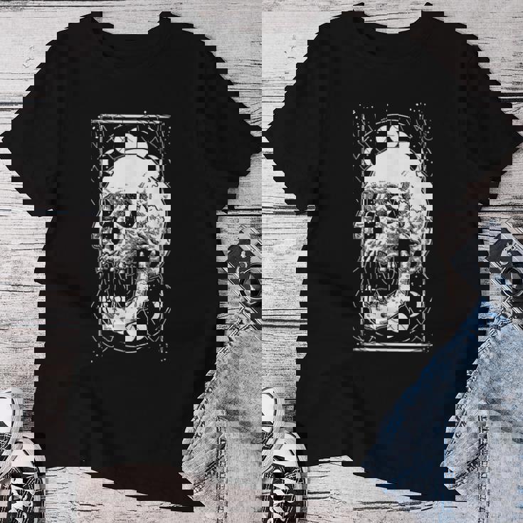 Cranio Fasi Lunari Moda Gotica Gotico Occulto Donne Gotiche Maglietta da donna Regalos divertidos