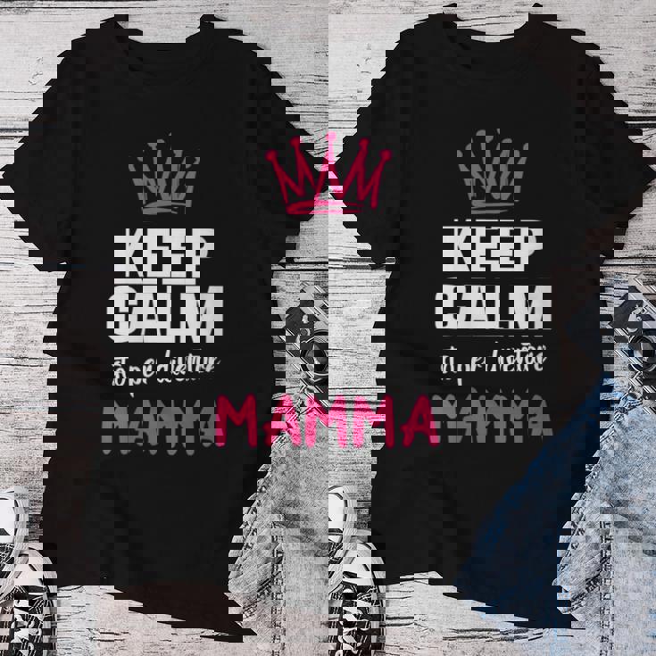 Donna Keep Calm Annuncio Gravidanza Madre Presto Diventa Mamma Con Collo A Maglietta da donna Regalos divertidos