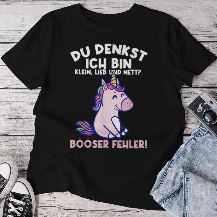 Du Denkst Ich Bin Klein Lieb Und Nett Einhorn Girl's Women's T-shirt Frauen Lustige Geschenke