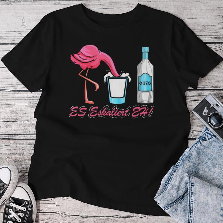 Es Escaliert Eh Flamingo & Ouzo T-shirt Frauen Lustige Geschenke