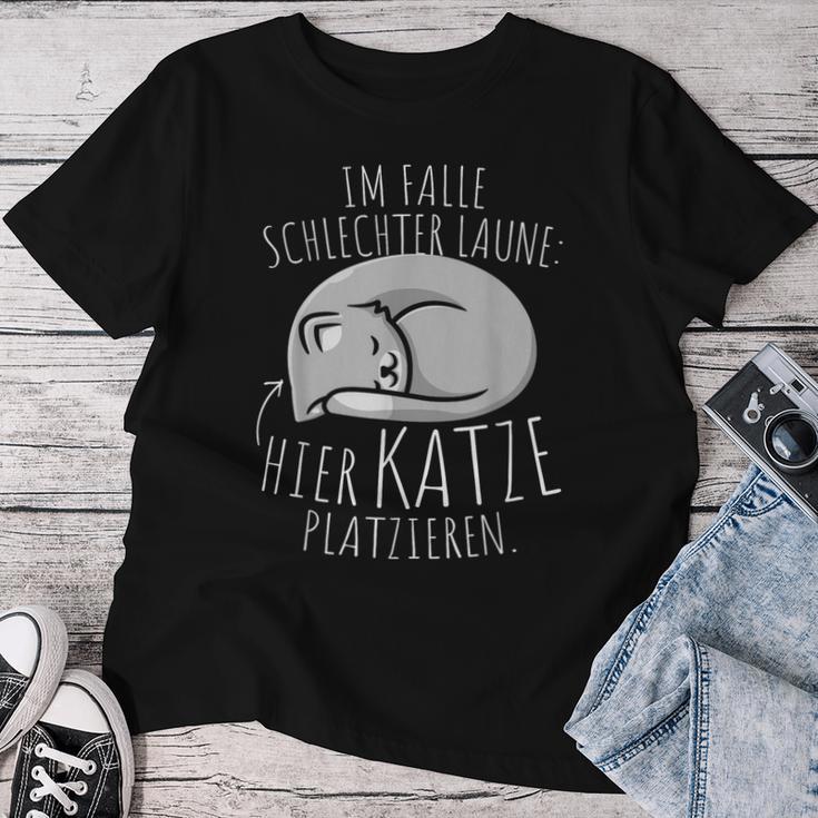 Im Falle Schlechter Laune Hier Katze Platzieren Hier Katzen T-shirt Frauen Lustige Geschenke