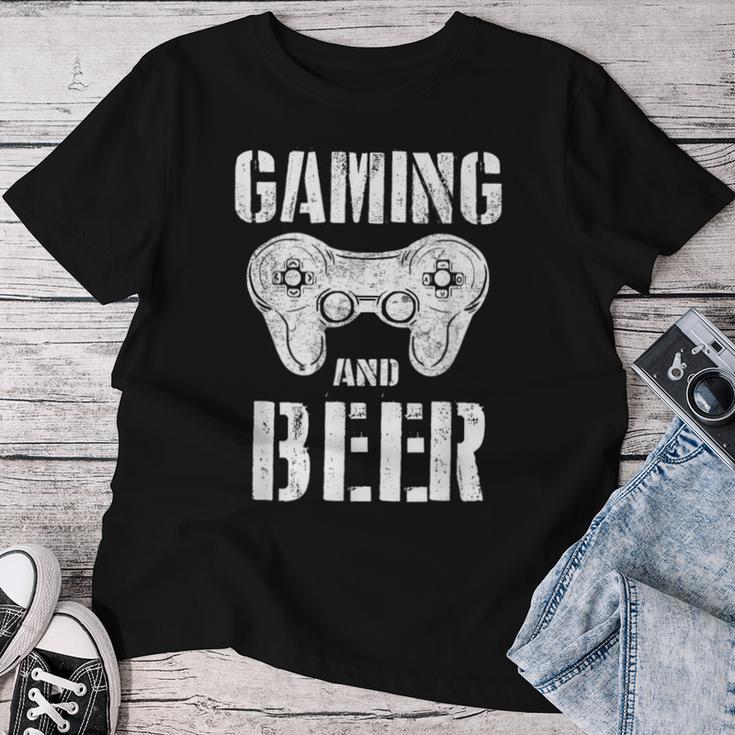 Gaming And Beer Game Control Retroideo Game Player T-shirt Frauen Lustige Geschenke