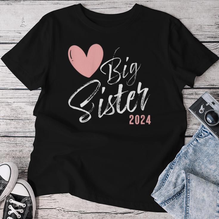 Große Schwester 2024 Big Sister 2024 Girls' Heart T-shirt Frauen Lustige Geschenke