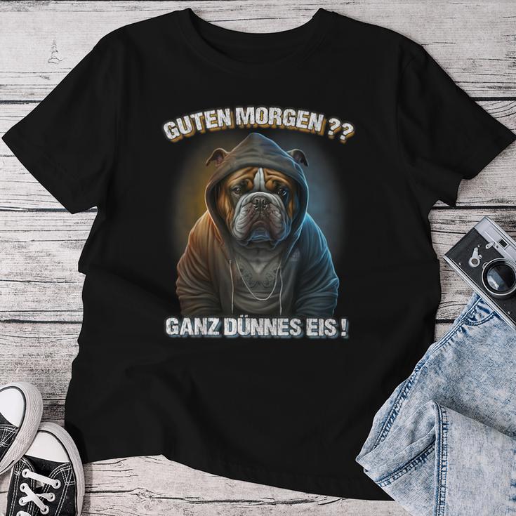 Guten Morgen Ganz Dünnes Eis Dog Coffee T-shirt Frauen Lustige Geschenke