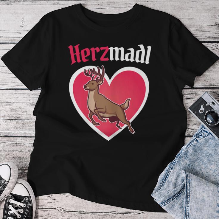 Herzmadl Deer Dirndl Costume Women's T-shirt Frauen Lustige Geschenke