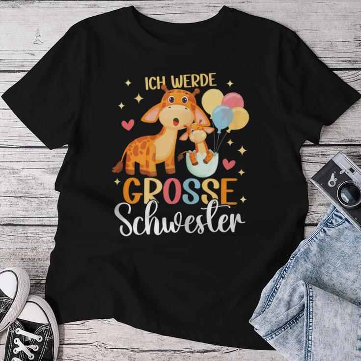 Ich Werde Große Schwester 2025 Giraffe Balloons Girls' T-shirt Frauen Lustige Geschenke