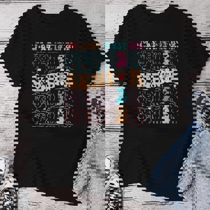My Last First Day Senior 2025 Back To School Class Groovy Women T-shirt Unique Gifts